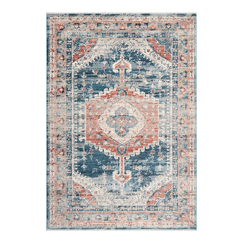 nuLOOM Harley Barbed Mast Medallion Rug, Blue, 8Ft Rnd
