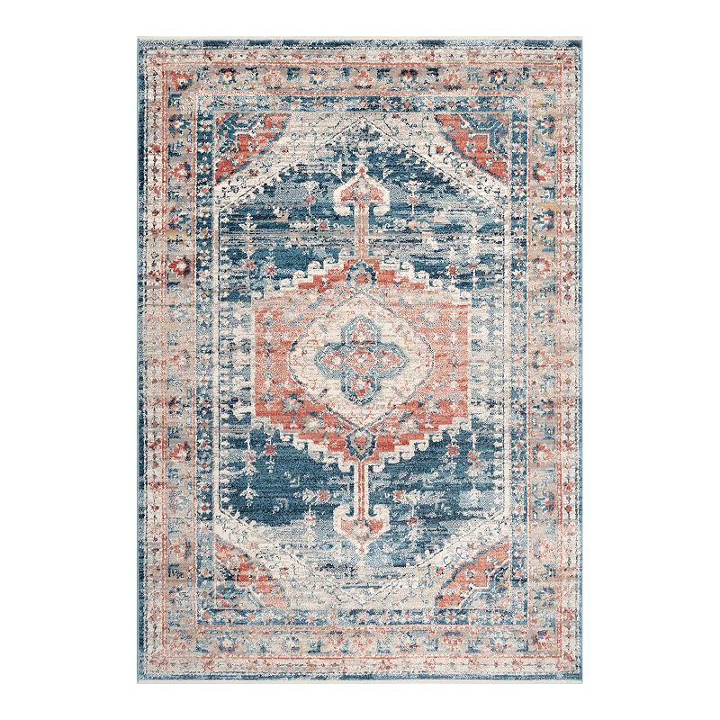 nuLOOM Harley Barbed Mast Medallion Rug, Blue, 8Ft Rnd