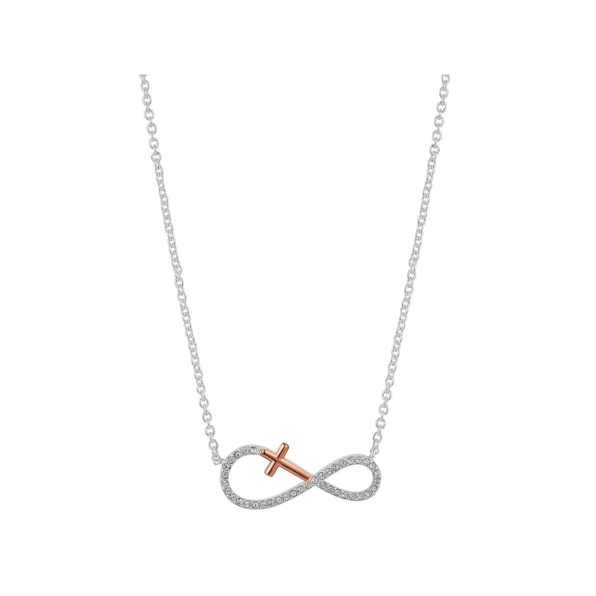 Brilliance Crystal Two-Tone Infinity Cross Necklace, Womens, Size: 18, 