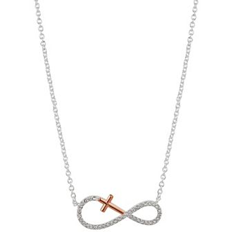 Brilliance Crystal Two-Tone Infinity Cross Necklace