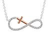 Brilliance Crystal Two-Tone Infinity Cross Necklace