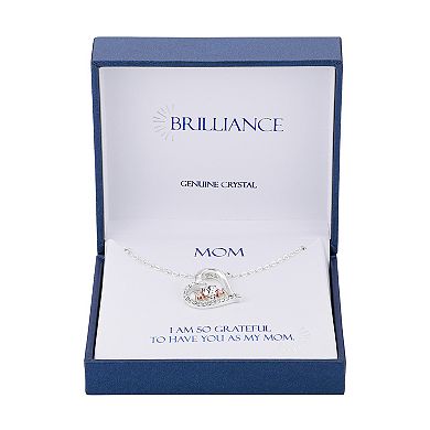 Brilliance Crystal Two-Tone "Mom" Heart Necklace