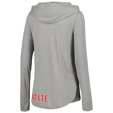 Women's Colosseum Heather Charcoal Ohio State Buckeyes My Lover Lightweight Hooded Long Sleeve T-Shirt