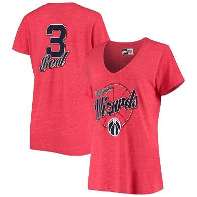 Women's New Era Bradley Beal Heathered Red Washington Wizards 5th & Ocean Name & Number Tri-Blend T-Shirt