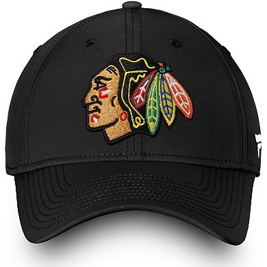 Men's Fanatics Branded Black Chicago Blackhawks Core Primary Logo Flex Hat