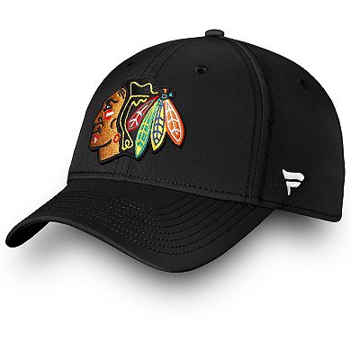 Men's Fanatics Branded Black Chicago Blackhawks Core Primary Logo Flex Hat