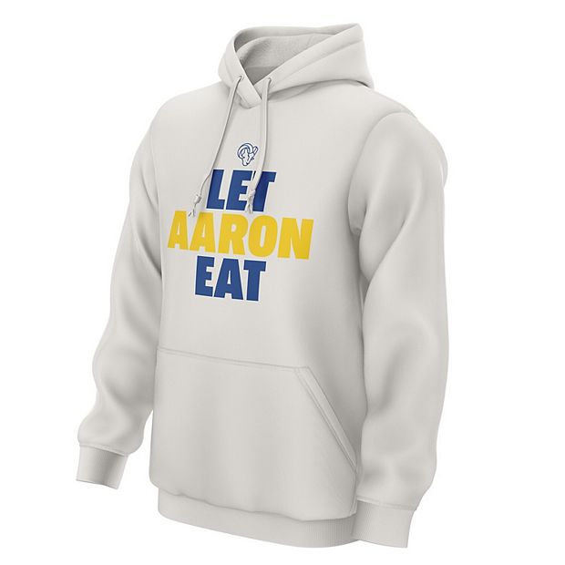 Men's Aaron Donald White Los Angeles Rams Let Aaron Eat Pullover