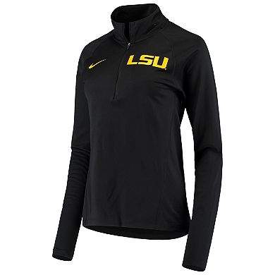 Women's Nike Black LSU Tigers Team Performance Raglan Sleeve Half-Zip Jacket