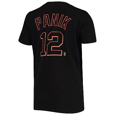 Women's 5th & Ocean by New Era Joe Panik Black San Francisco Giants Script Name and Number V-Neck T-Shirt