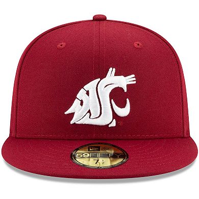 Men's New Era Crimson Washington State Cougars Primary Team Logo Basic 59FIFTY Fitted Hat