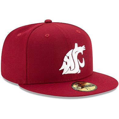 Men's New Era Crimson Washington State Cougars Primary Team Logo Basic 59FIFTY Fitted Hat