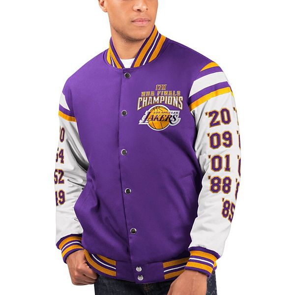 Men's G-III Sports by Carl Banks Purple/White Los Angeles Lakers 17x NBA  Finals Champions Full-Snap Varsity Jacket