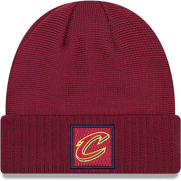 Men's New Era Wine Cleveland Cavaliers On-Court Cuffed Knit Hat