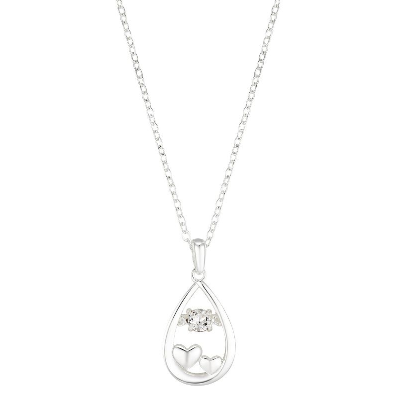 Brilliance Double Heart Teardrop Crystal Necklace, Womens, Size: 18, Wh