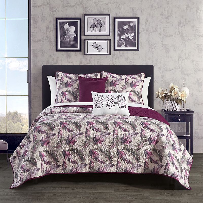 Chic Home Ipanema Quilt Set with Coordinating Pillows, Purple, Queen