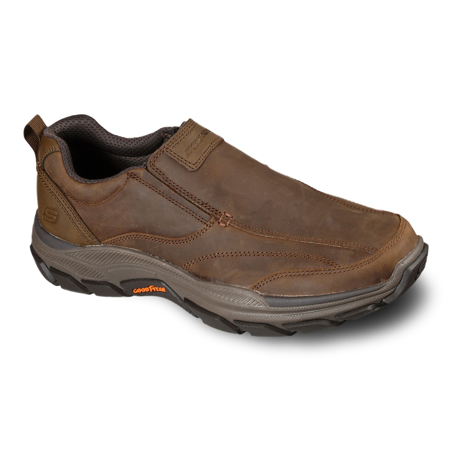 brown slip on skechers