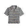 Juniors' SO® Button Front Striped Cropped Polo Shirt