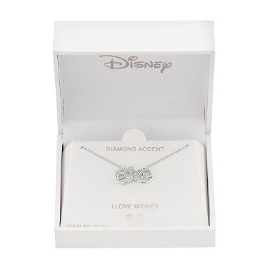 Disney Mickey Mouse Sterling Silver Diamond Accent Infinity "Love" Necklace