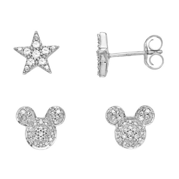 Disney Mickey Mouse Sterling Silver Diamond Accent Mickey Mouse & Star