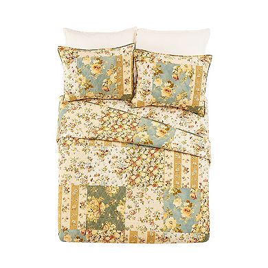 Modern Heirloom Floral Patch Quilt Set with Shams