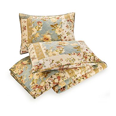 Modern Heirloom Floral Patch Quilt Set with Shams