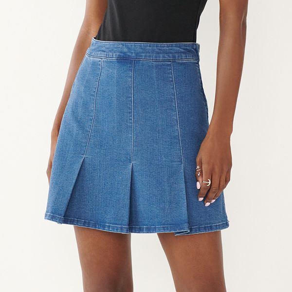 Juniors' SO® Pleated Denim Tennis Skirt