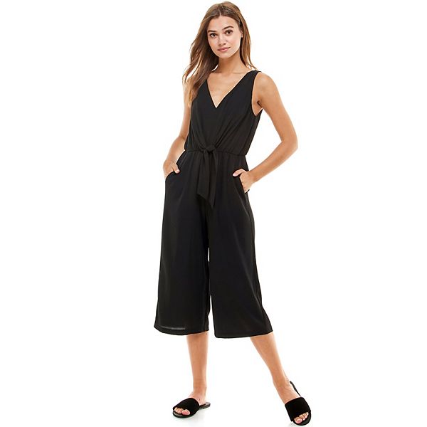 Juniors' As U Wish V-Neck Knotted Front Jumpsuit