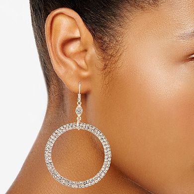 Simply Vera Vera Wang Gold-Tone Pave Hoop Drop Earrings