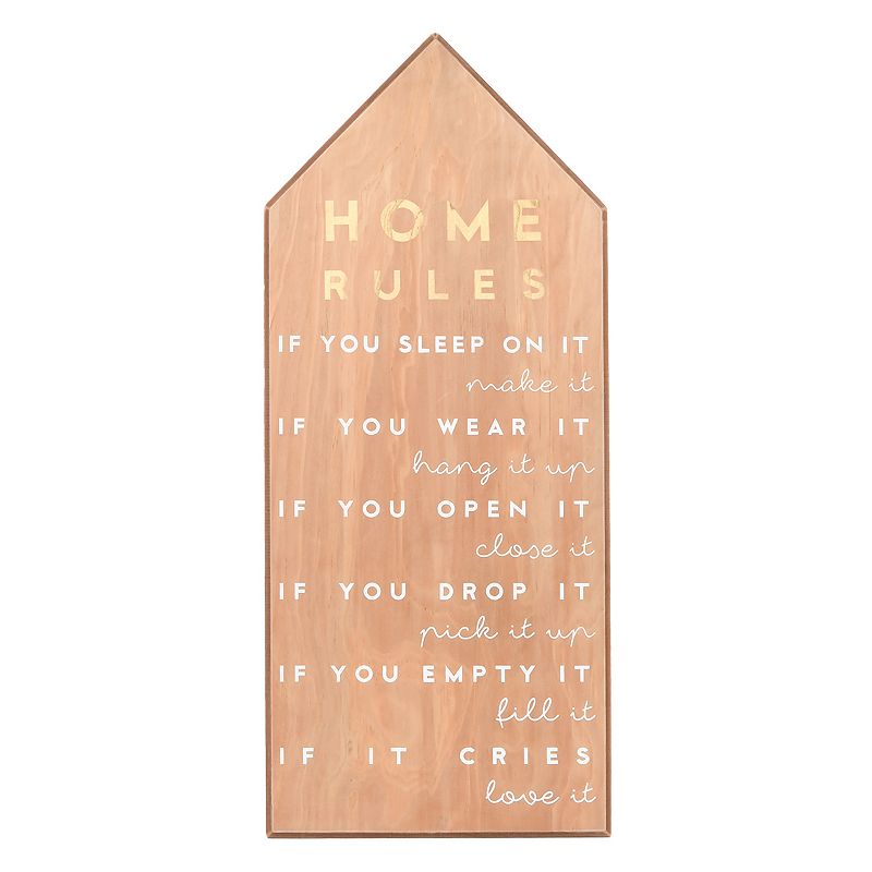 Prinz House Rules Plaque Wall Decor, Brown