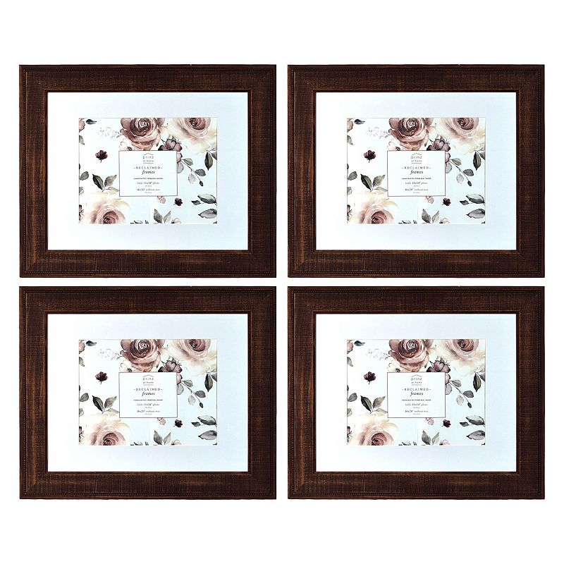 Prinz 4-pack Handcrafted Wooden Reclaimed Brown Beaded Picture Frames, 25X2