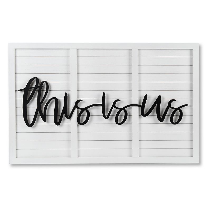 Prinz This Is Us Shutter Wall Decor With Raised Word, White, 20X30
