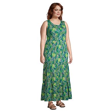 Plus Size Lands' End Sleeveless Tiered Maxi Dress