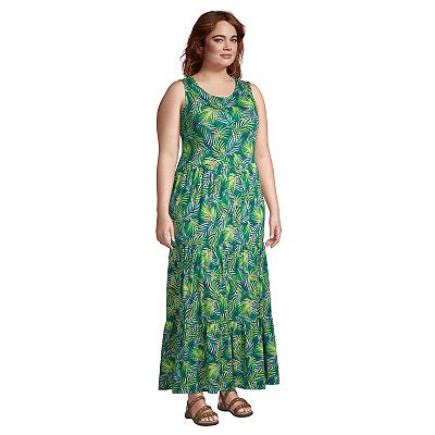 chinese dress ladies Final Sale Plus Size Tank Maxi Dress with Cutout Back in Navy Floral Print