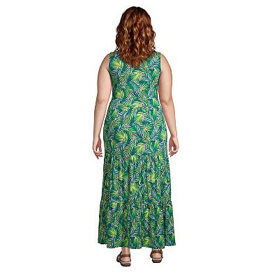 Plus Size Lands' End Sleeveless Tiered Maxi Dress