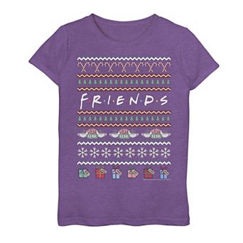 Girls 7-16 Friends Christmas Ugly Sweater Style Logo Graphic Tee
