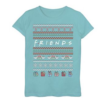 Girls 7-16 Friends Christmas Ugly Sweater Style Logo Graphic Tee