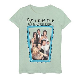 Girls 7-16 Friends Group Shot Blue Frame Portrait Graphic Tee