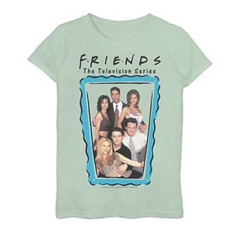 Girls 7-16 Friends Group Shot Blue Frame Portrait Graphic Tee