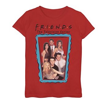 Girls 7-16 Friends Group Shot Blue Frame Portrait Graphic Tee