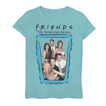 Girls 7-16 Friends Group Shot Blue Frame Portrait Graphic Tee