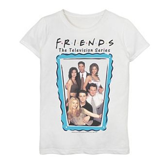 Girls 7-16 Friends Group Shot Blue Frame Portrait Graphic Tee
