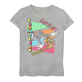 Girls 7-16 Tom And Jerry 90s Triangle Tom And Jerry Chase Poster Graphic Tee