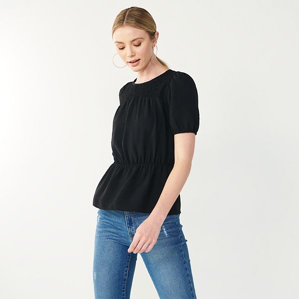 Women's Nine West Smocked Yoke Peplum Blouse