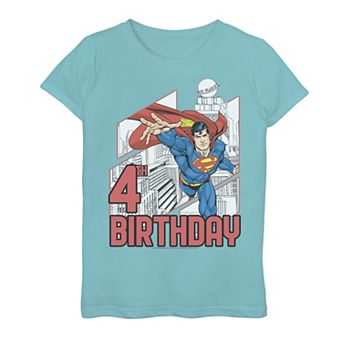 Girls 7-16 DC Comics Superman Super 4th Birthday Graphic Tee