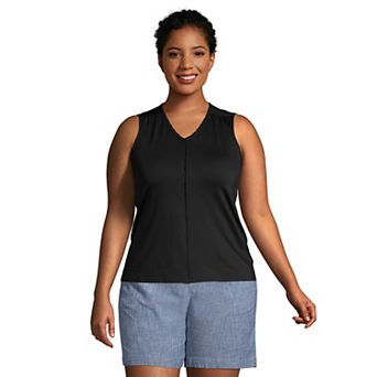 Plus Size Lands' End Trimmed V-Neck Tank Top