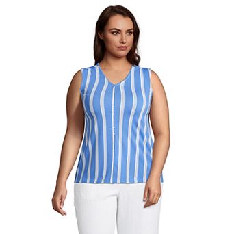 Plus Size Lands' End Trimmed V-Neck Tank Top