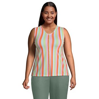 Plus Size Lands' End Trimmed V-Neck Tank Top