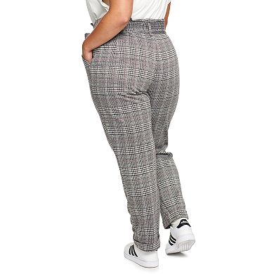 Juniors' Plus Size SO® Paperbag Belted Knit Pants