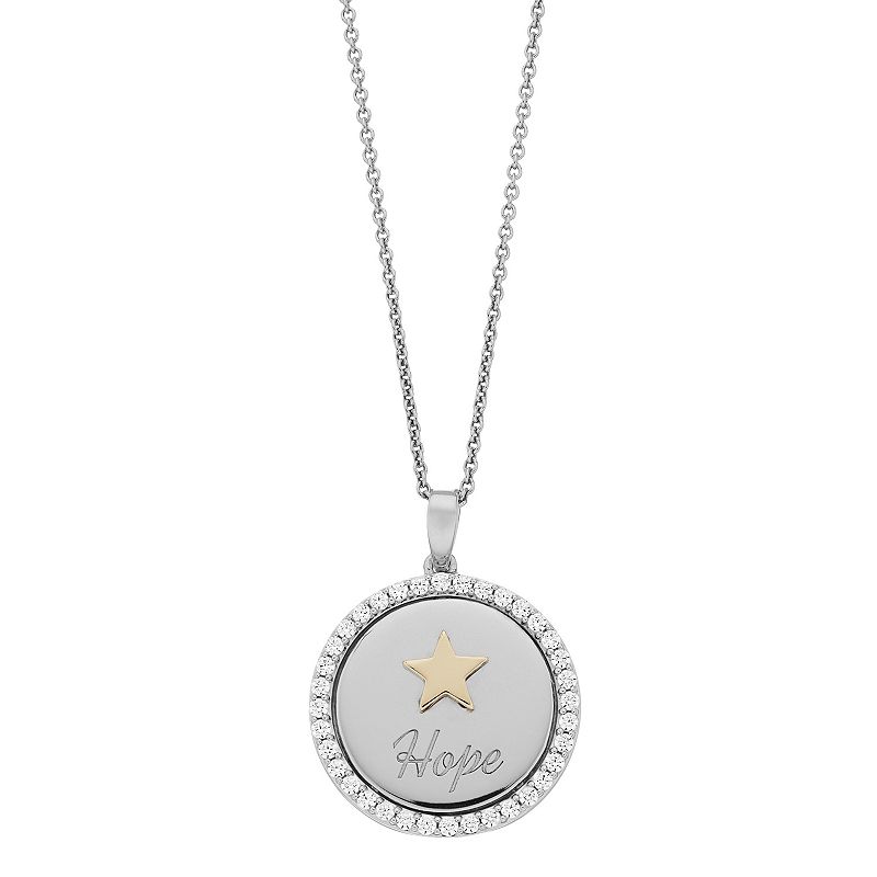10k Gold Over Sterling Silver Hope Star Pendant Necklace, Womens, Siz