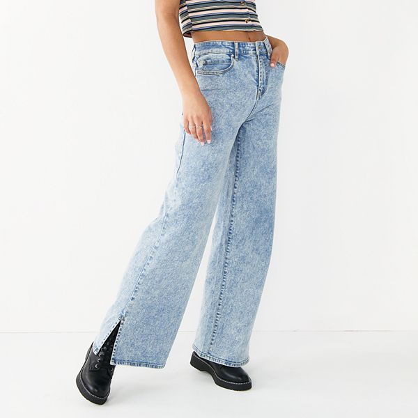 Juniors' SO® High Waist Wide Leg Jeans